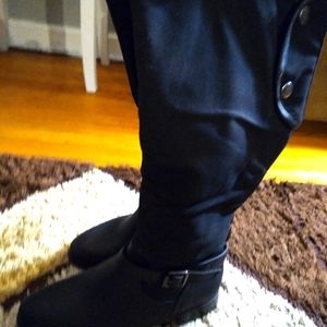Pierre Dumas Black Knee High BootsSize 9MColor BlackSide zipper and button